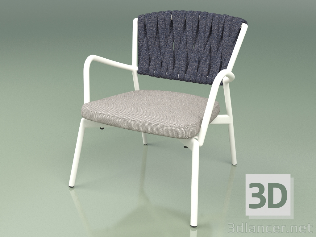modèle 3D Chaise Rembourrée 227 (Métal Lait, Ceinture Rembourrée Gris-Bleu) - preview
