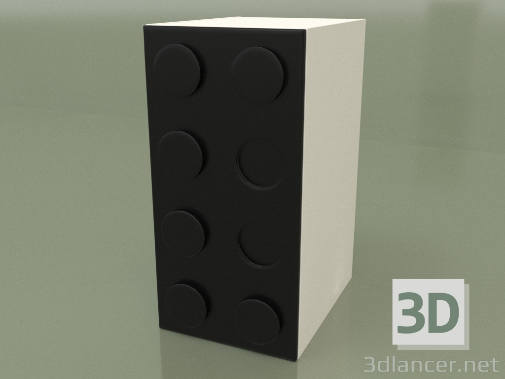 3 डी मॉडल सिंगल डोर वॉर्डरोब (ब्लैक) - पूर्वावलोकन