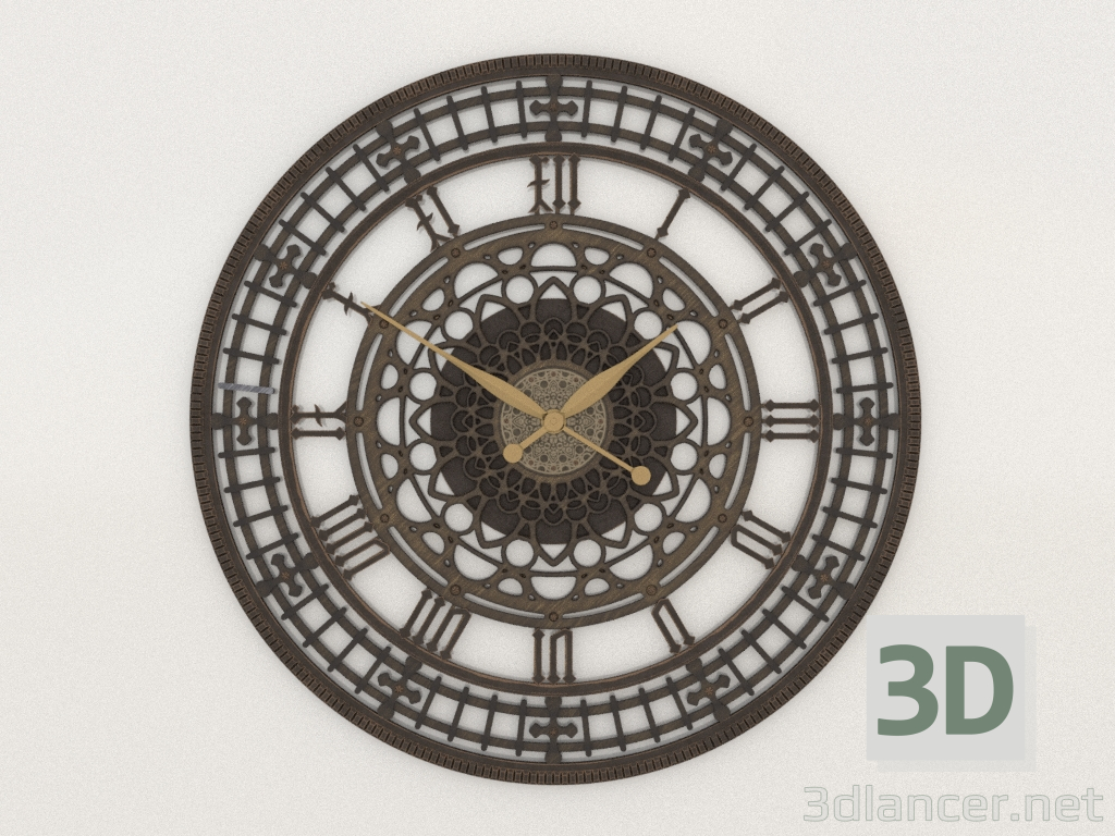 3d model Tower wall clock (1.2m, bronze) - preview