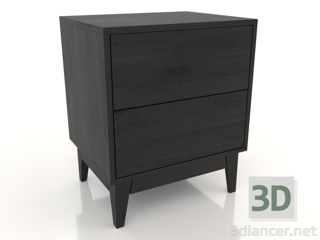modello 3D Comodino LEMAR 2 cassetti (rovere nero) - anteprima