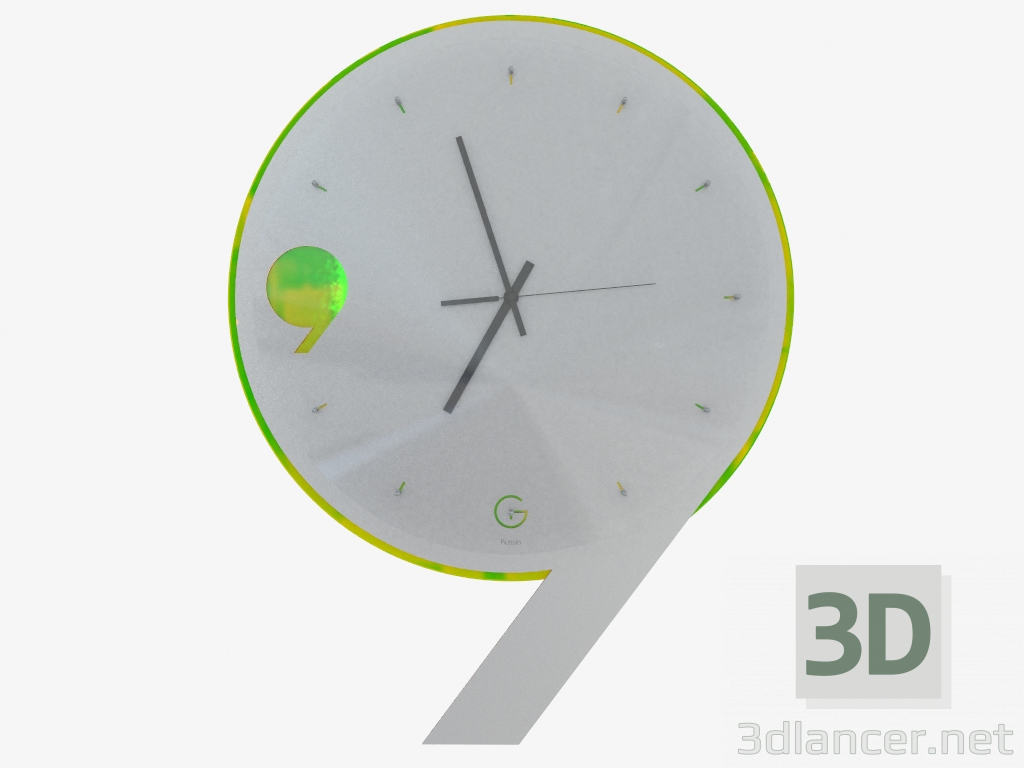 3d model Wall clock with backlight in the form of nine - preview