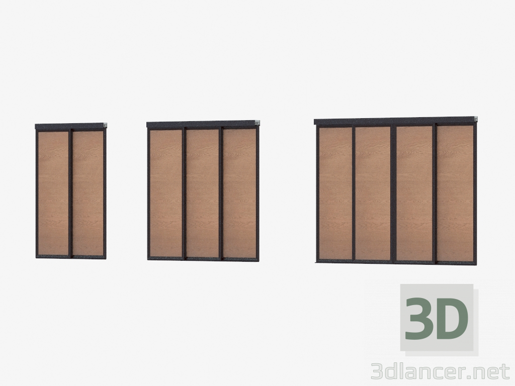 3 डी मॉडल A6 के इंटररूम विभाजन (गहरे भूरे रंग की लकड़ी का अखरोट) - पूर्वावलोकन