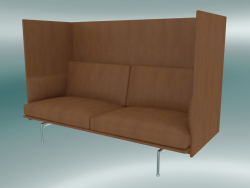 Double sofa with high back Outline (Refine Cognac Leather, Polished Aluminum)