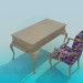 modèle 3D Bureau avec une chaise de style baroque - preview