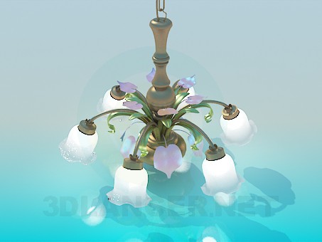 modello 3D Bianco lampadario campane - anteprima