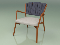 Cadeira estofada 227 (metal enferrujado, cinto acolchoado cinza-azul)