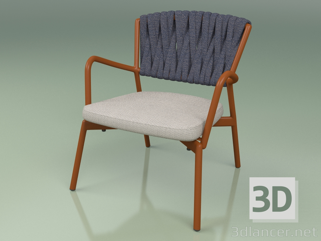 3d model Upholstered Chair 227 (Metal Rust, Padded Belt Gray-Blue) - preview