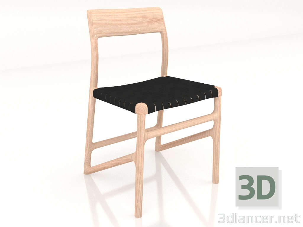 3D modeli Koyu renk döşemeli açık kahverengi sandalye - önizleme