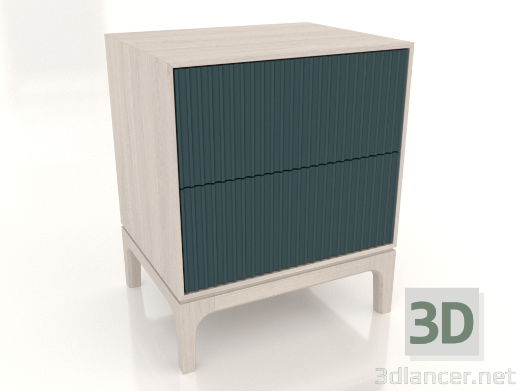 modello 3D Comodino FARGO 2 cassetti con frontali fresati (onda marina, rovere sbiancato, opzione 1) - anteprima