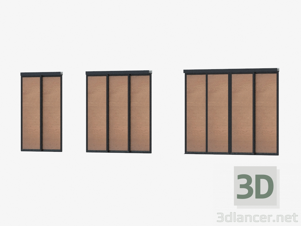 modello 3D Parete divisoria interna A7 (noce di legno nero) - anteprima