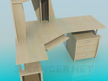 modelo 3D Escritorio de la computadora - escuchar modelo 3D Escritorio de la computadora - escuchar