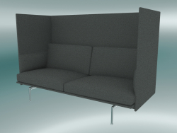 Double sofa with high back Outline (Remix 163, Polished Aluminum)