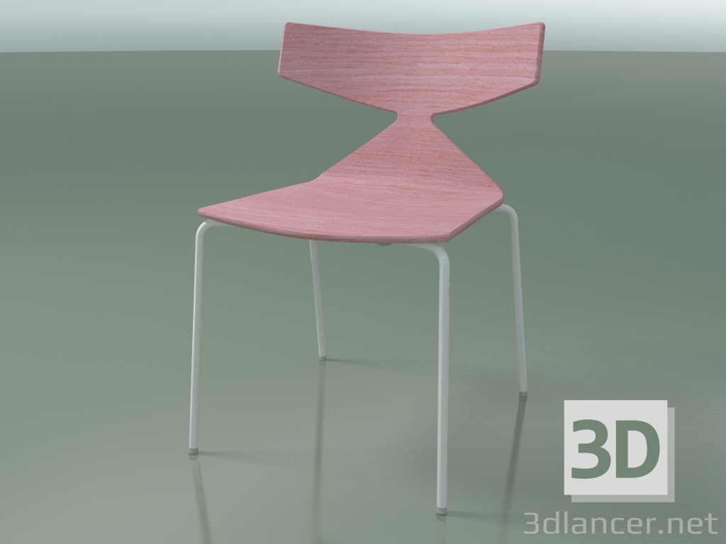 modello 3D Sedia impilabile 3701 (4 gambe in metallo, rosa, V12) - anteprima