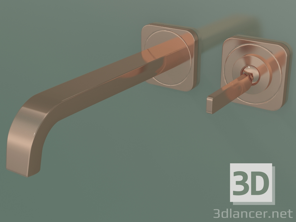 modello 3D Miscelatore monocomando lavabo ad incasso a parete (36106300, Oro Rosso Lucido) - anteprima