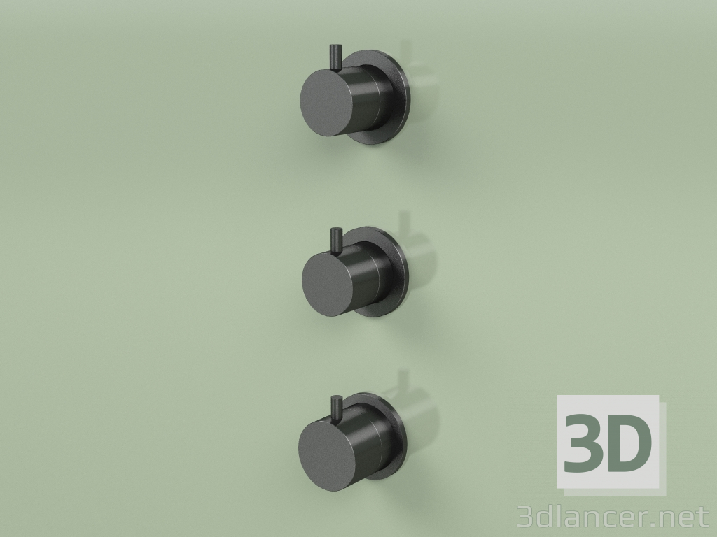 3d model Thermostatic mixer set with 2 shut-off valves (12 49, ON) - preview