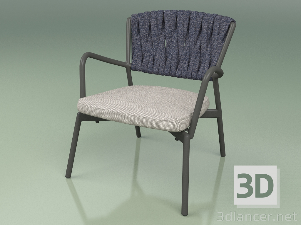 modello 3D Sedia Imbottita 227 (Metal Fumé, Cintura Imbottita Grigio-Blu) - anteprima