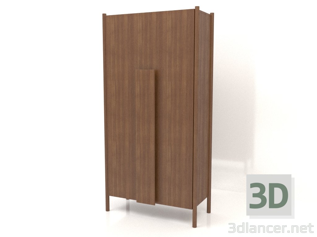 3D Modell Garderobe mit langen Griffen (ohne Rundung) B 01 (1000x450x2000, Holzbraun hell) - Vorschau