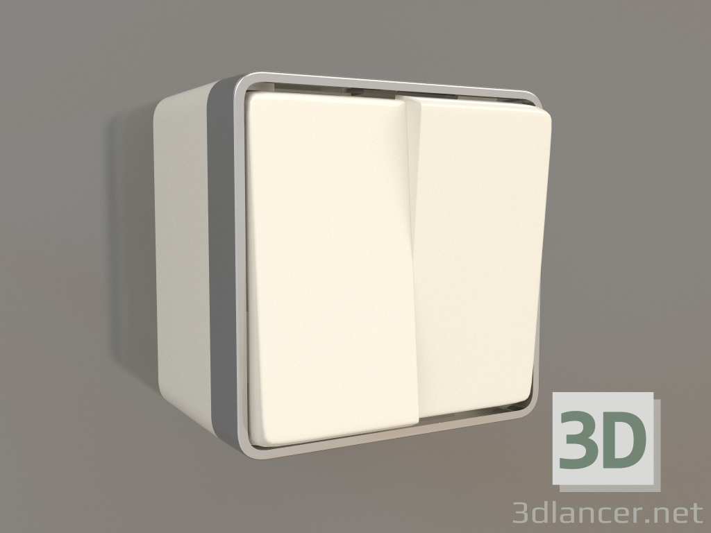 3D Modell Zweifachschalter (Elfenbein) - Vorschau