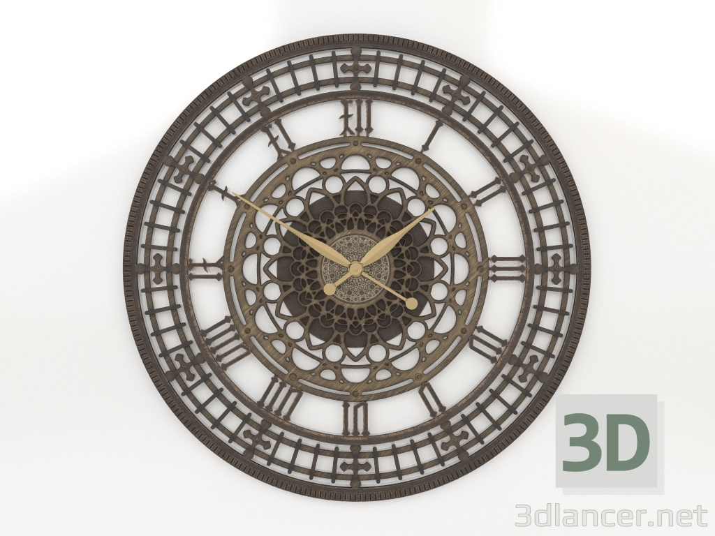 Modelo 3d Relógio de parede da torre (1,2m, bronze) - preview