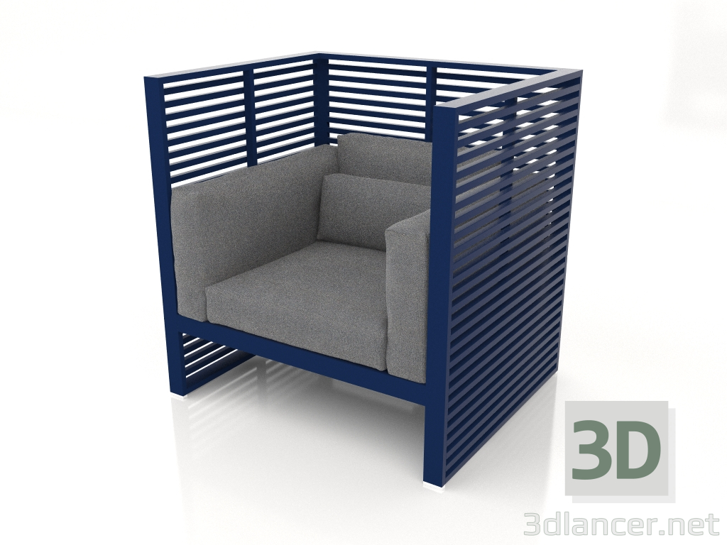 modèle 3D Chaise longue Normando à dossier haut (Bleu nuit) - preview