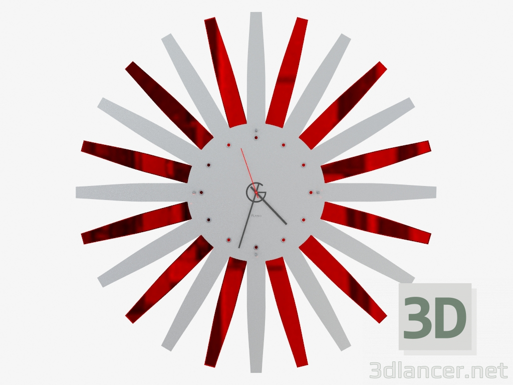 3d model Wall clock with illumination in the form of the sun - preview