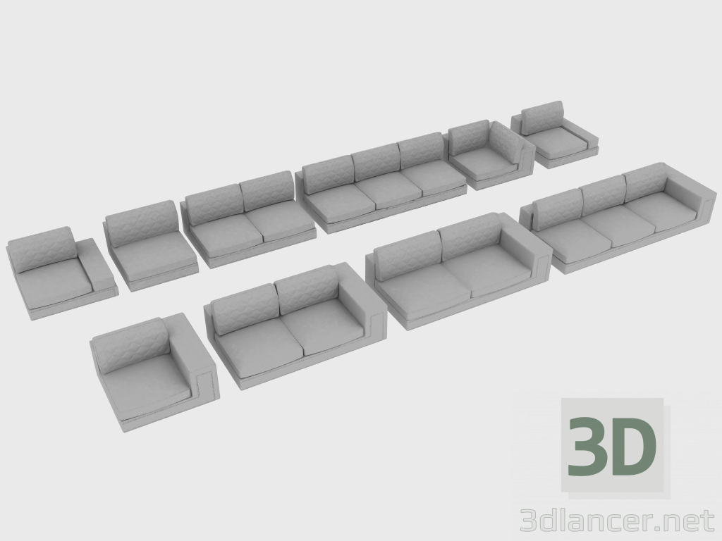modèle 3D Eléments d'un canapé modulaire HELMUT - preview