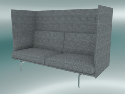 Double sofa with high back Outline (Vancouver 14, Polished Aluminum)