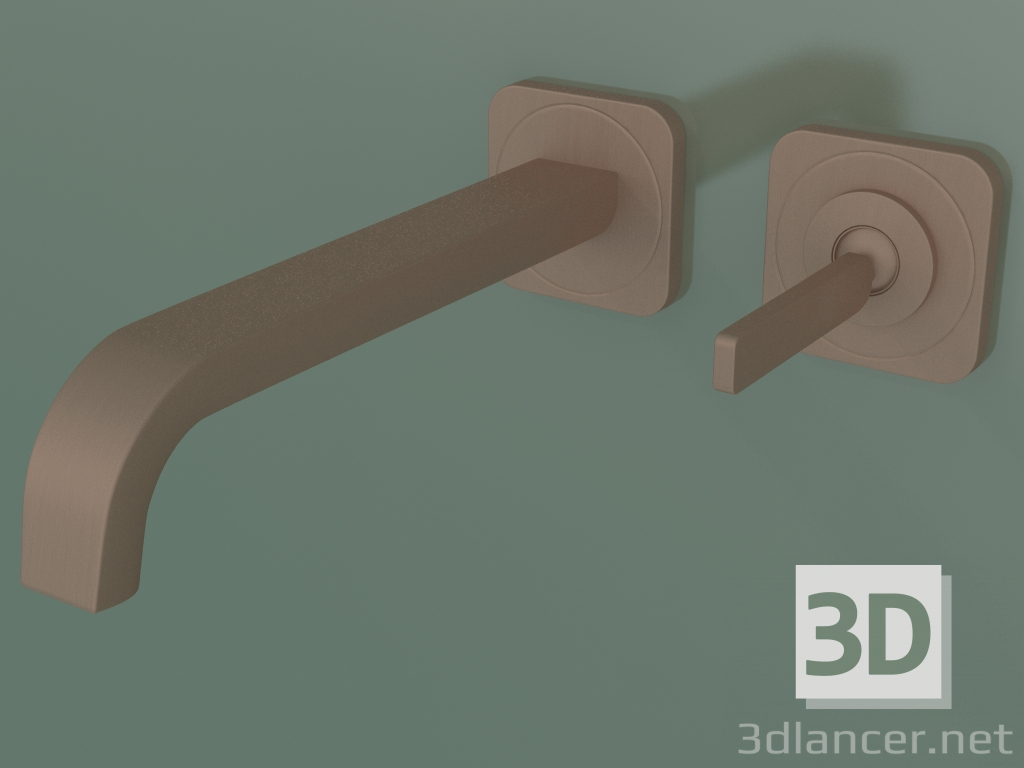 modello 3D Miscelatore monocomando lavabo ad incasso a parete (36106140, Brushed Bronze) - anteprima