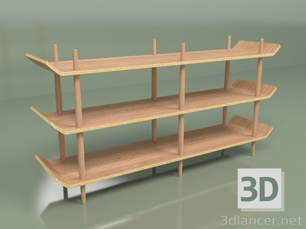 modello 3D Scaffale in legno curvato doppio - anteprima