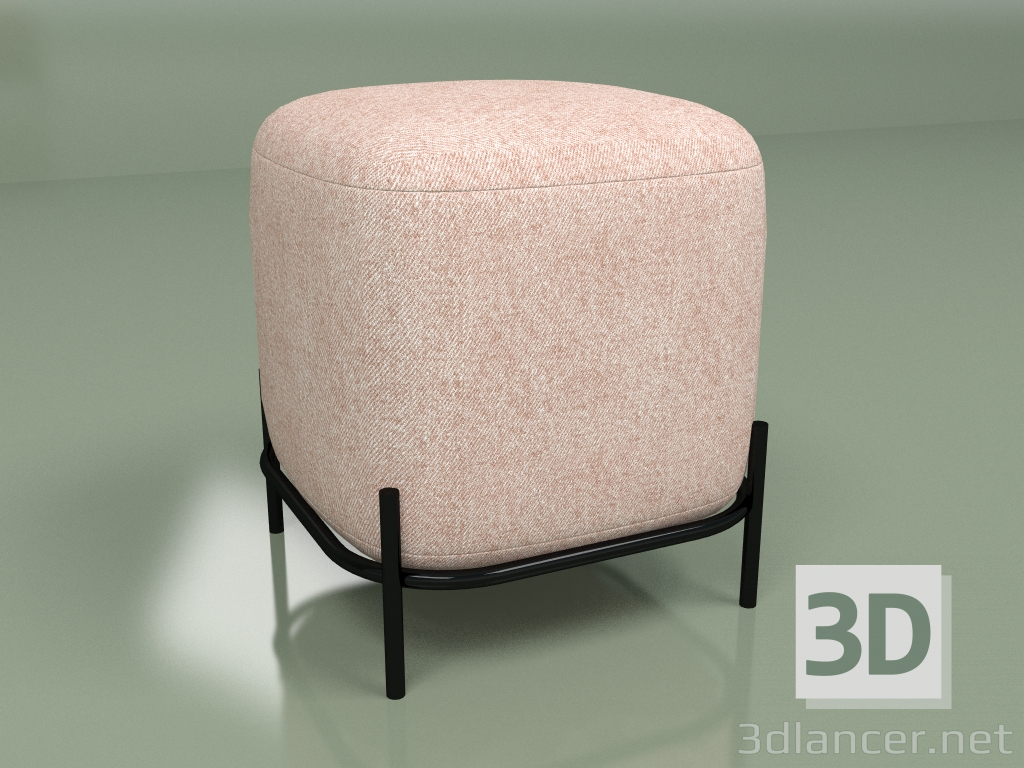 modèle 3D Pouf carré Pawai (rose poudré) - preview