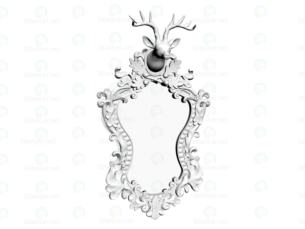 modèle 3D Miroir de cerf blanc 53 x 35 - preview