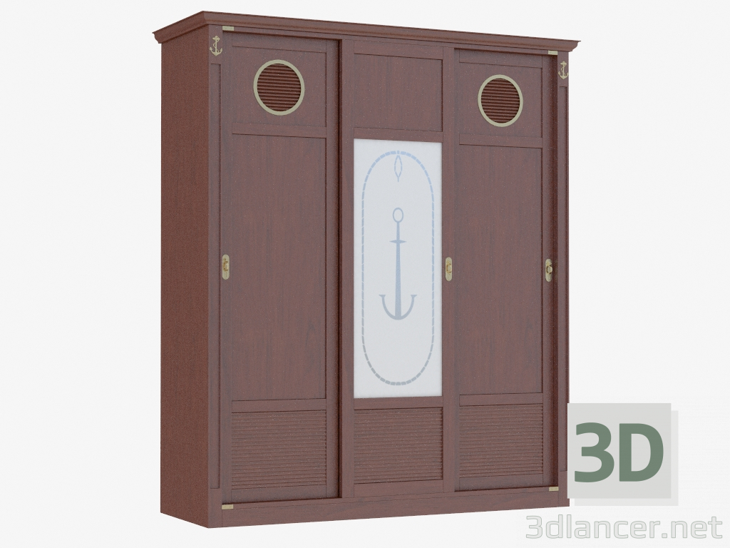 modello 3D armadio a tre porte in stile marino - anteprima