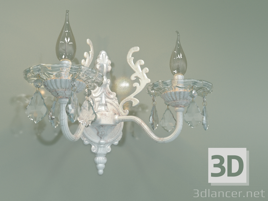 modello 3D Applique 3281-2 (bianco con cristallo Strotskis dorato) - anteprima