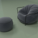 3D Modell Sessel Uni mit Pouf (dunkelblau) - Vorschau