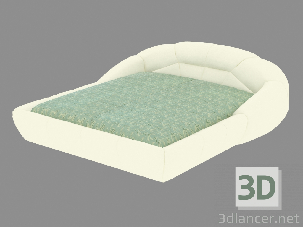 3D modeli Deri döşemelik Art Deco tarzında çift kişilik yatak W135180 - önizleme