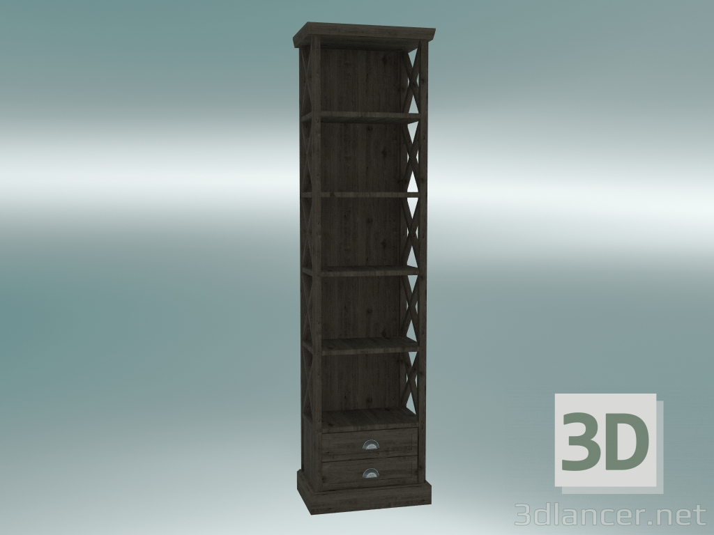3d model Bookcase Cambridge with 2 drawers small (Dark Oak) - preview