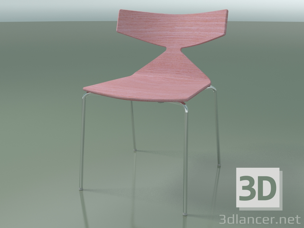 3d model Silla apilable 3701 (4 patas metálicas, rosa, CRO) - vista previa
