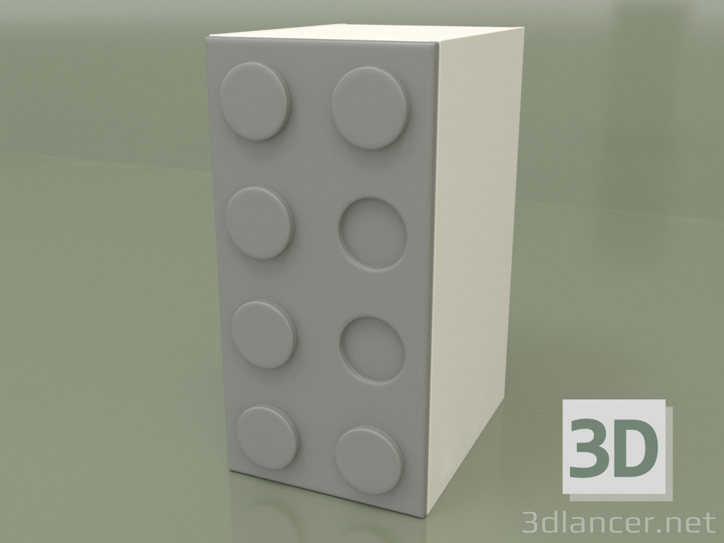 3D Modell Einflügeliger Schrank (Grau) - Vorschau