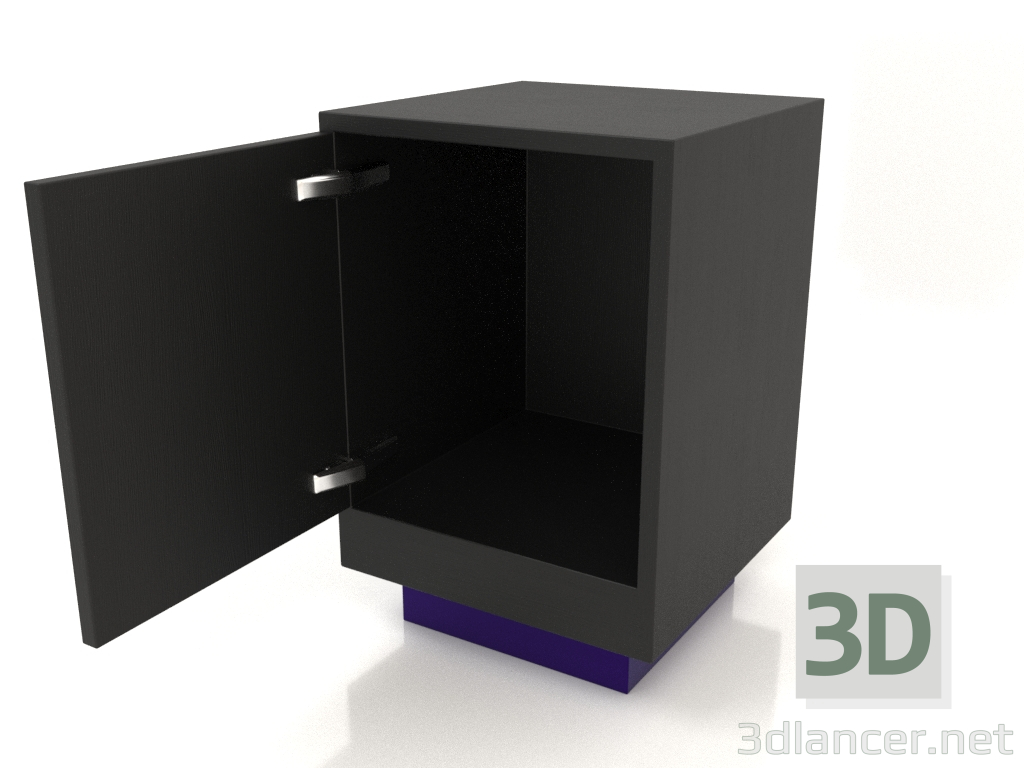 modello 3D Comodino (aperto) TM 04 (400x400x600, legno nero) - anteprima