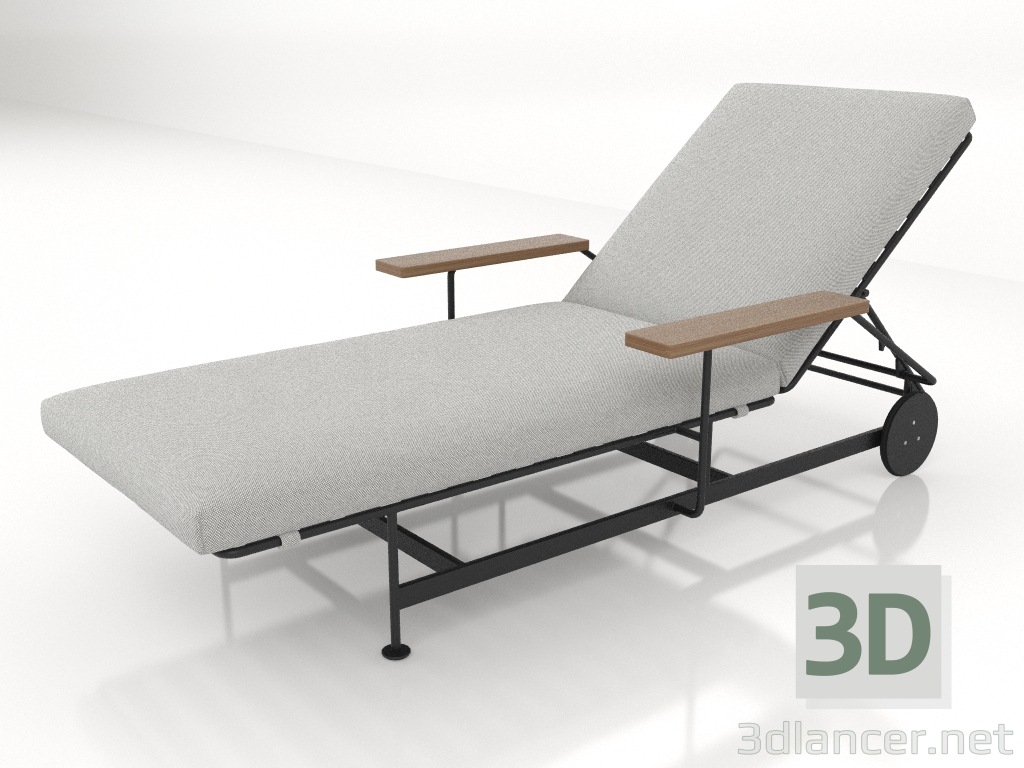 modello 3D Chaise longue con braccioli - anteprima