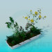 modèle 3D Pot rectangulaire avec des fleurs - preview