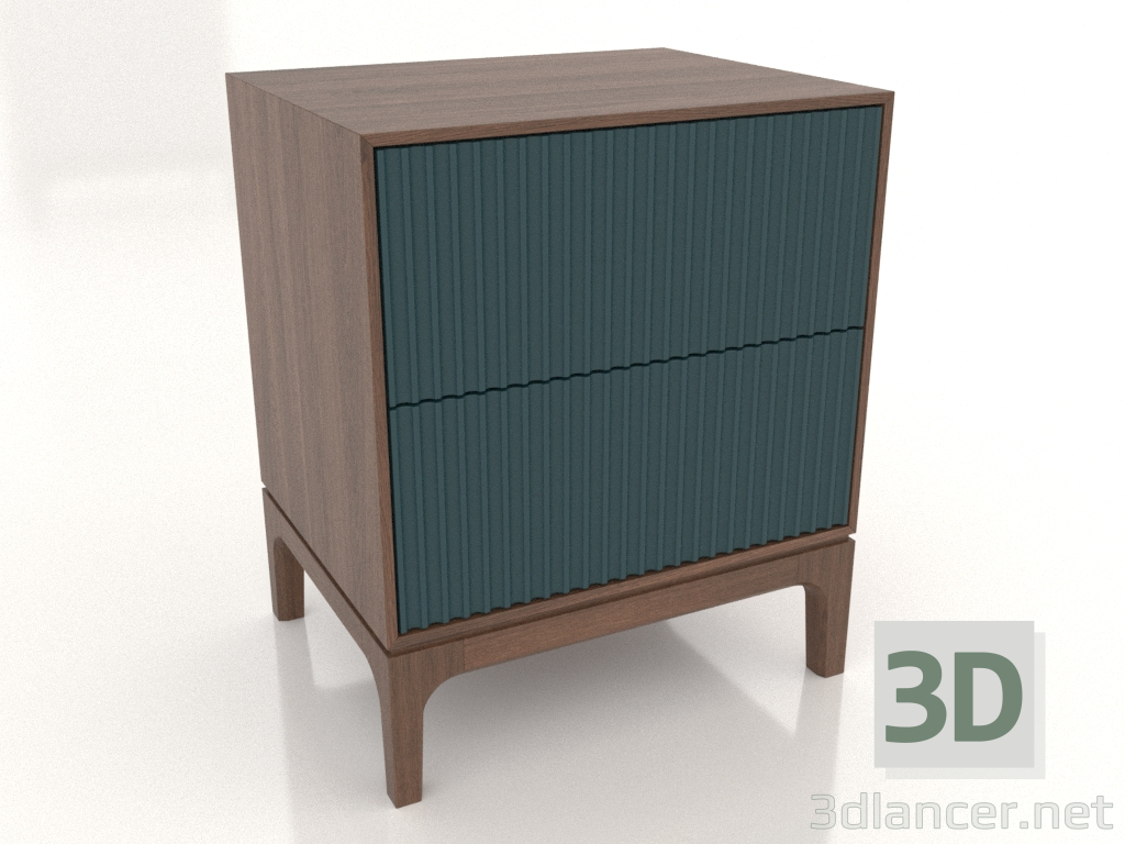 3D Modell Nachttisch FARGO 2 Schubladen mit gefrästen Fronten (Meereswelle, Tabakeiche, Option 1) - Vorschau