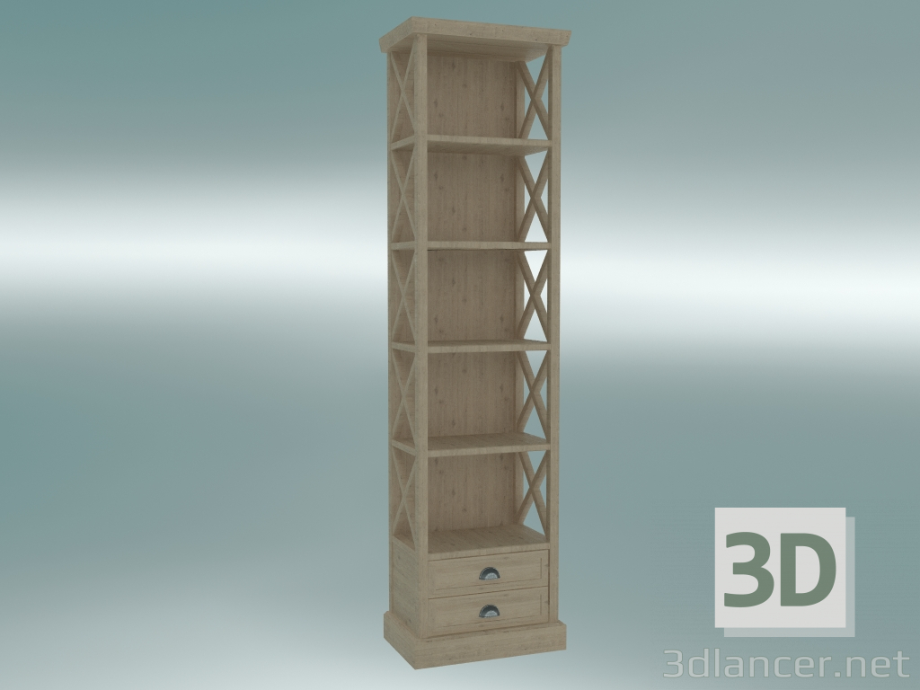 3d model Bookcase Cambridge with 2 drawers small (Gray Oak) - preview