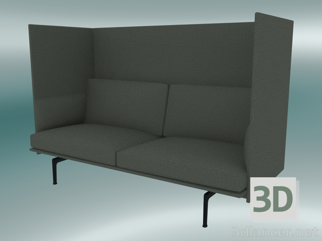 3D modeli Yüksek sırtlı çift kişilik kanepe (Fiord 961, Siyah) - önizleme