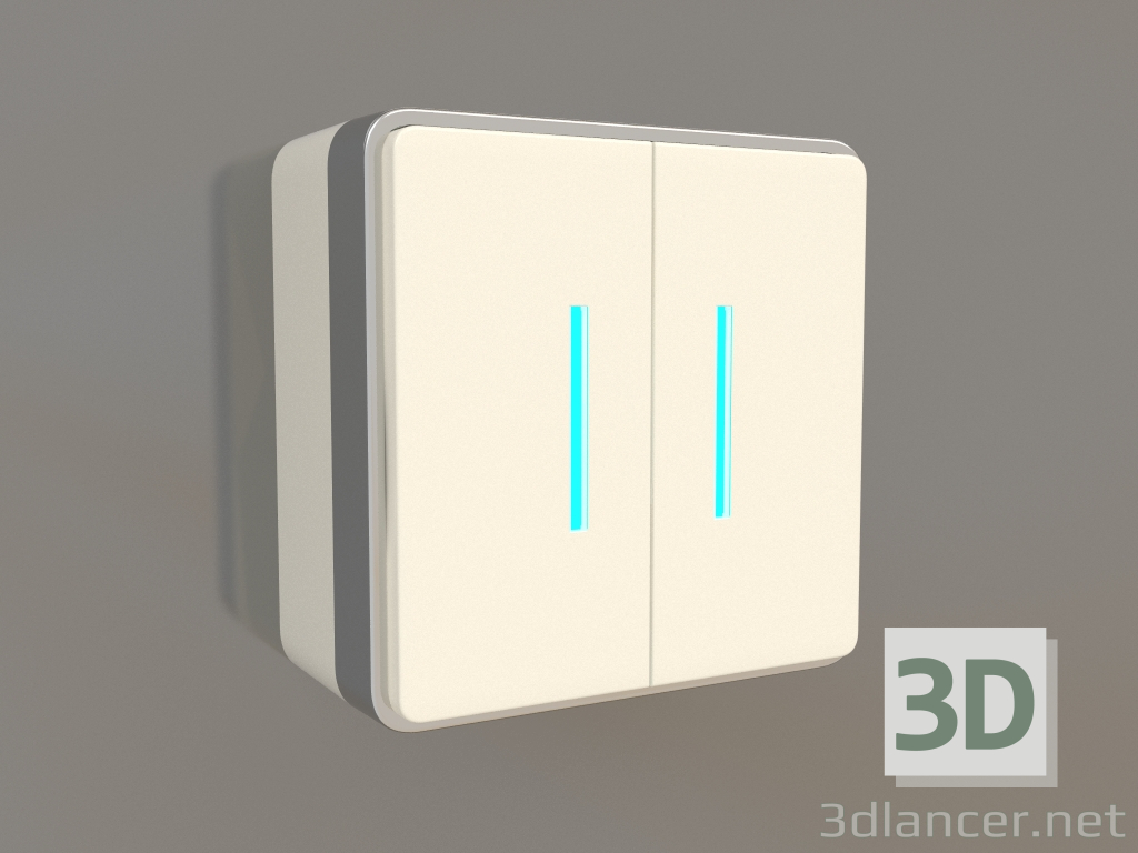 Modelo 3d Interruptor de duas vias com luz de fundo (marfim) - preview