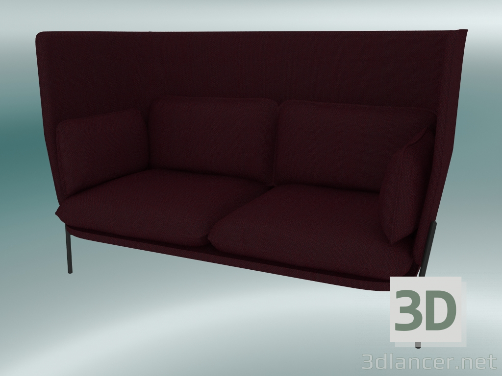 modello 3D Divano divano (LN6, 90x180 H 115 cm, gambe nere calde, Sunniva 2662) - anteprima
