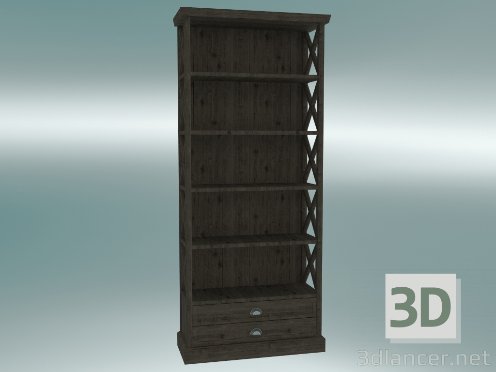3d model Bookcase Cambridge with 2 drawers large (Dark Oak) - preview