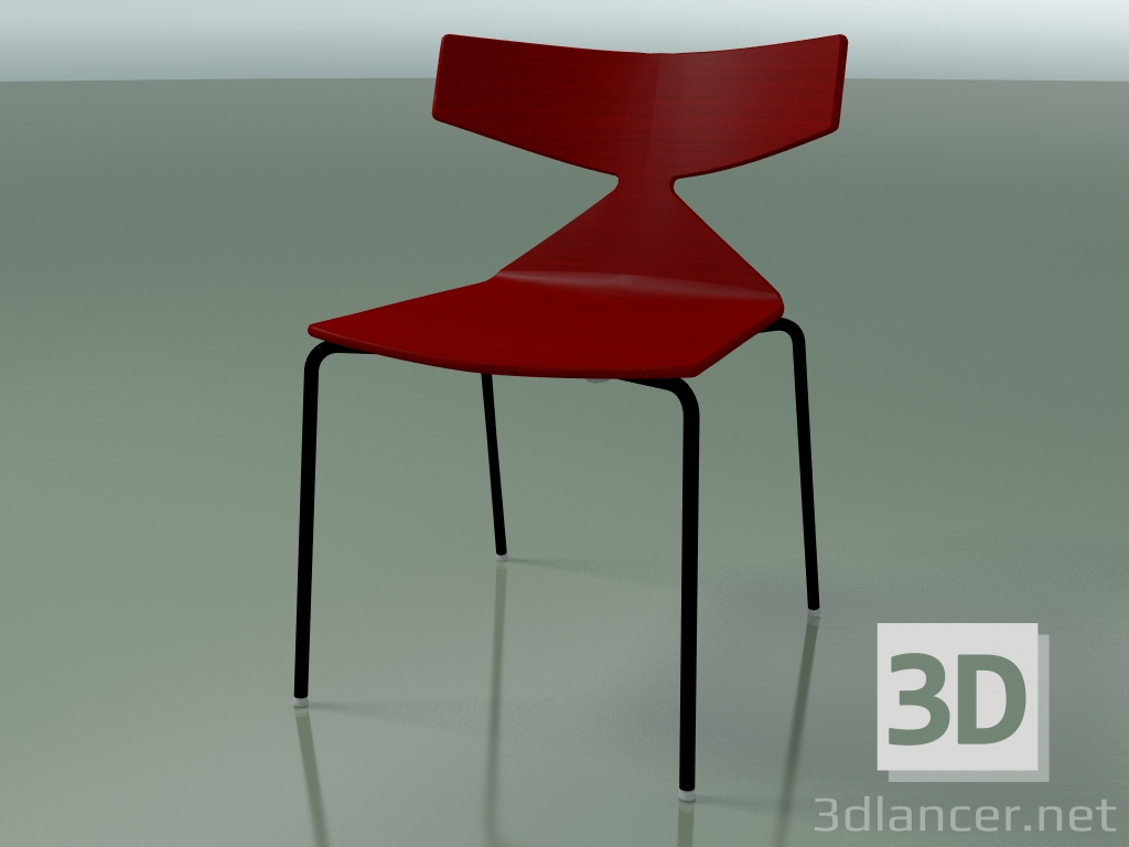 modello 3D Sedia impilabile 3701 (4 gambe in metallo, rosso, V39) - anteprima