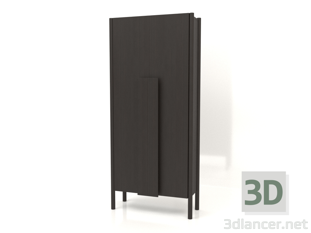3D Modell Kleiderschrank mit langen Griffen (ohne Rundung) B 01 (800x300x1800, Holzbraun dunkel) - Vorschau