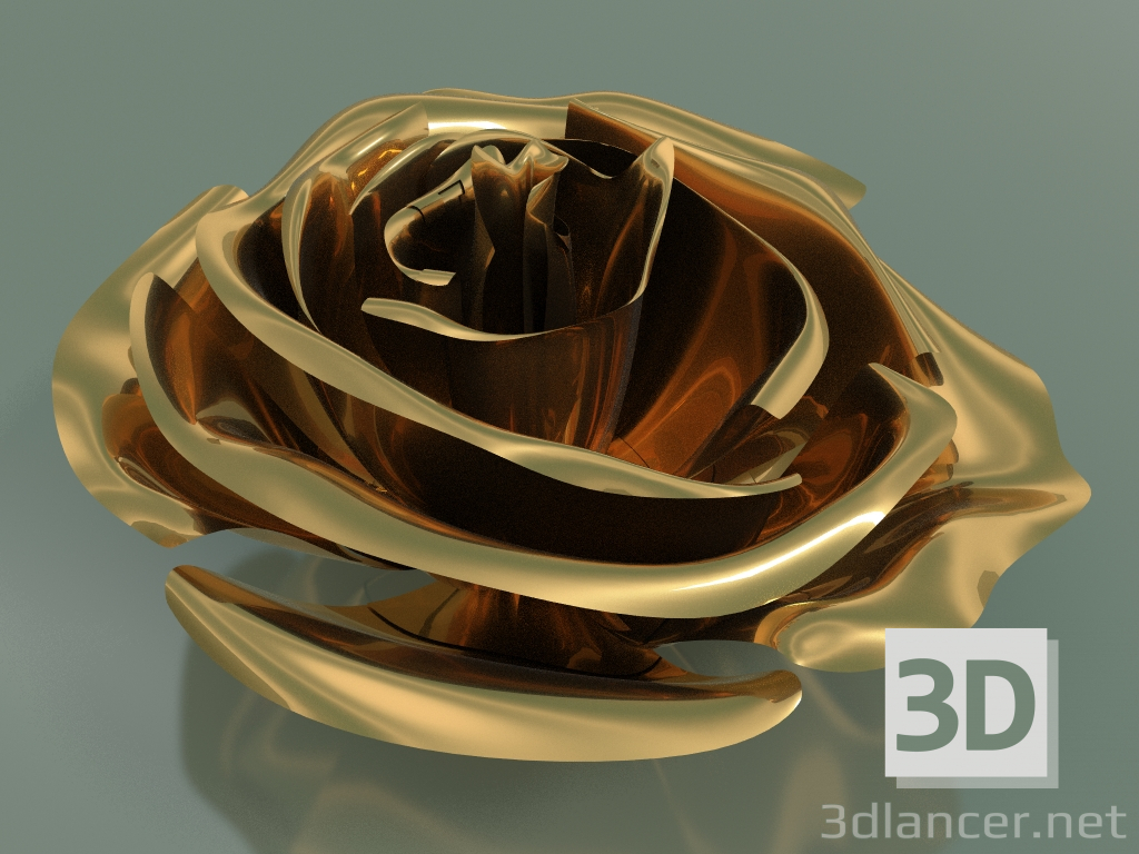 Modelo 3d Elemento Decorativo Rosa (D 13cm, Dourado) - preview